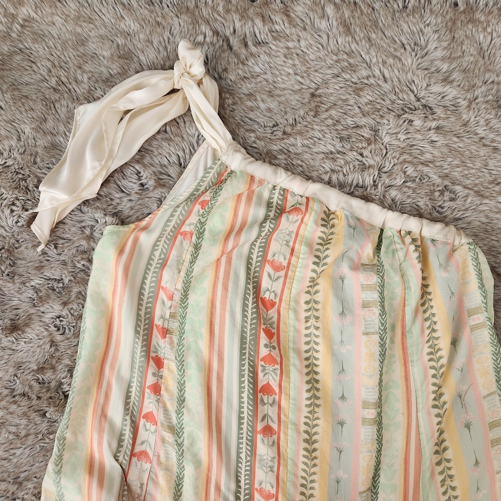 Free People Tova‎ Maxi Dress Asymmetric Tie Strap in Multi Combo Striped Medium - Picture 6 of 11